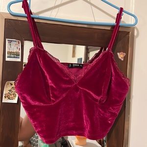 Magenta Velvet Lace Crop top